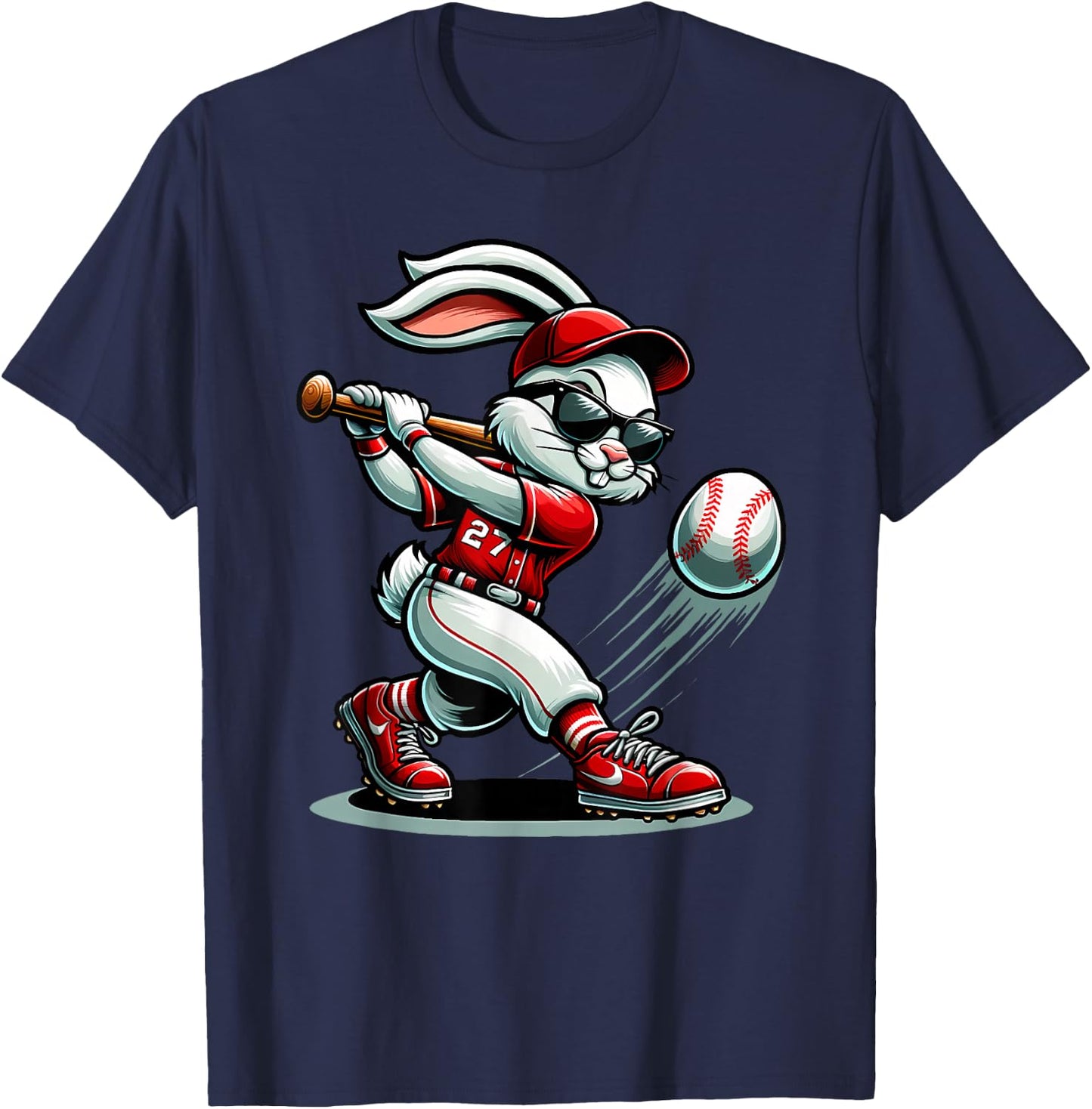 Funny Baseball Bunny Easter Shirts Kids Boys Toddler T-Shirt - T-Shirt | Navy