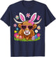 Easter Day Highland Cow Cute Easter Bunny Farmer Women Kids T-Shirt - T-Shirt | Navy