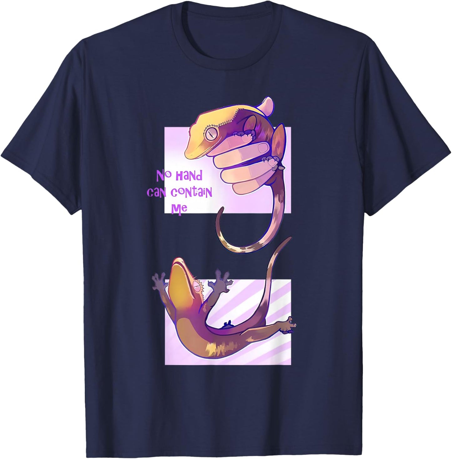 No Hand Can Contain Me Funny Gecko T-Shirt - T-Shirt | Navy