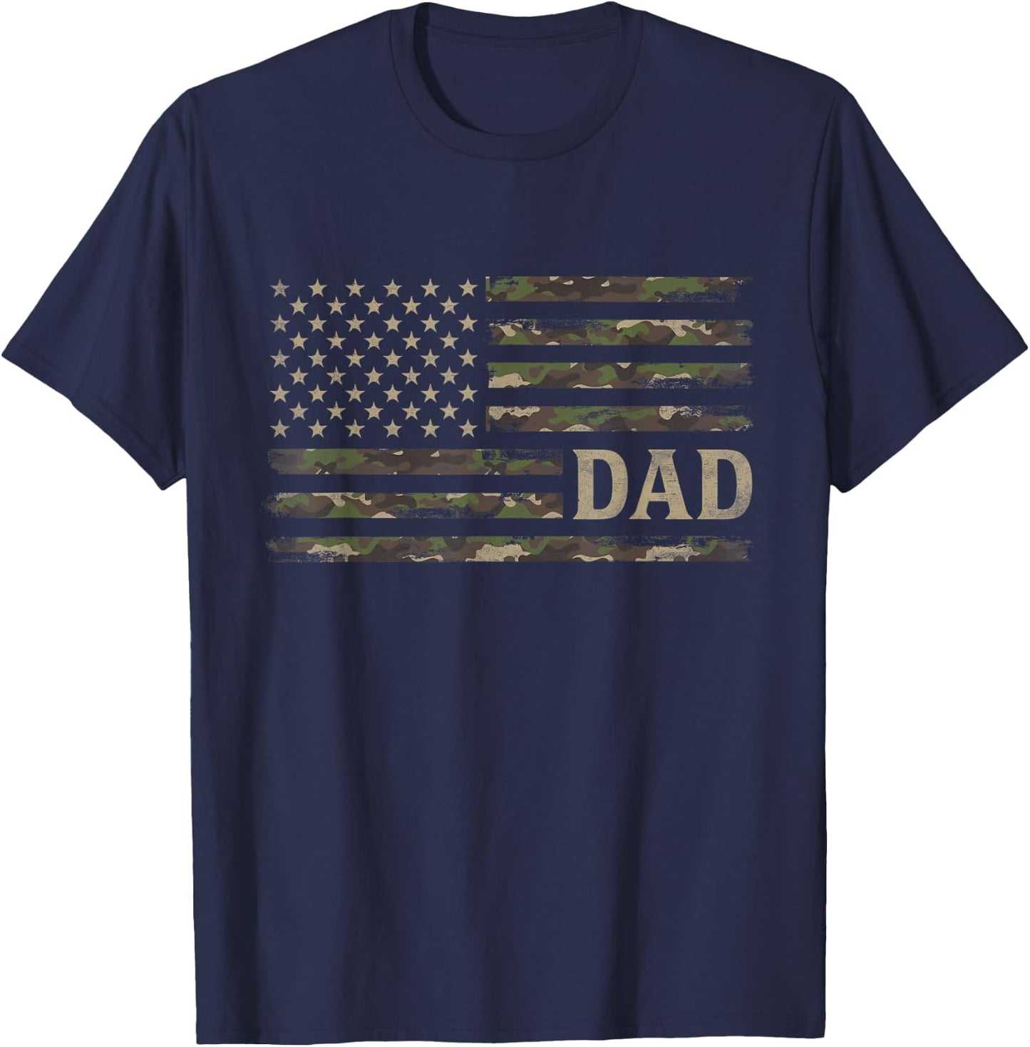 Camo Dad Camourflage USA Flag Fathers Day T-Shirt - T-Shirt | Navy