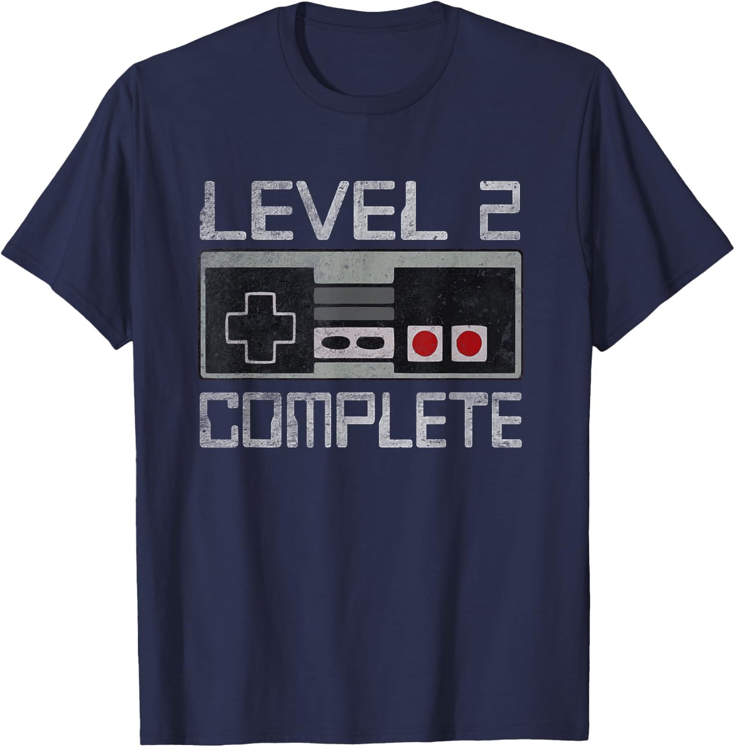Level 2 Complete 2 Year 2nd Wedding Anniversary Her T-Shirt - T-Shirt | Navy