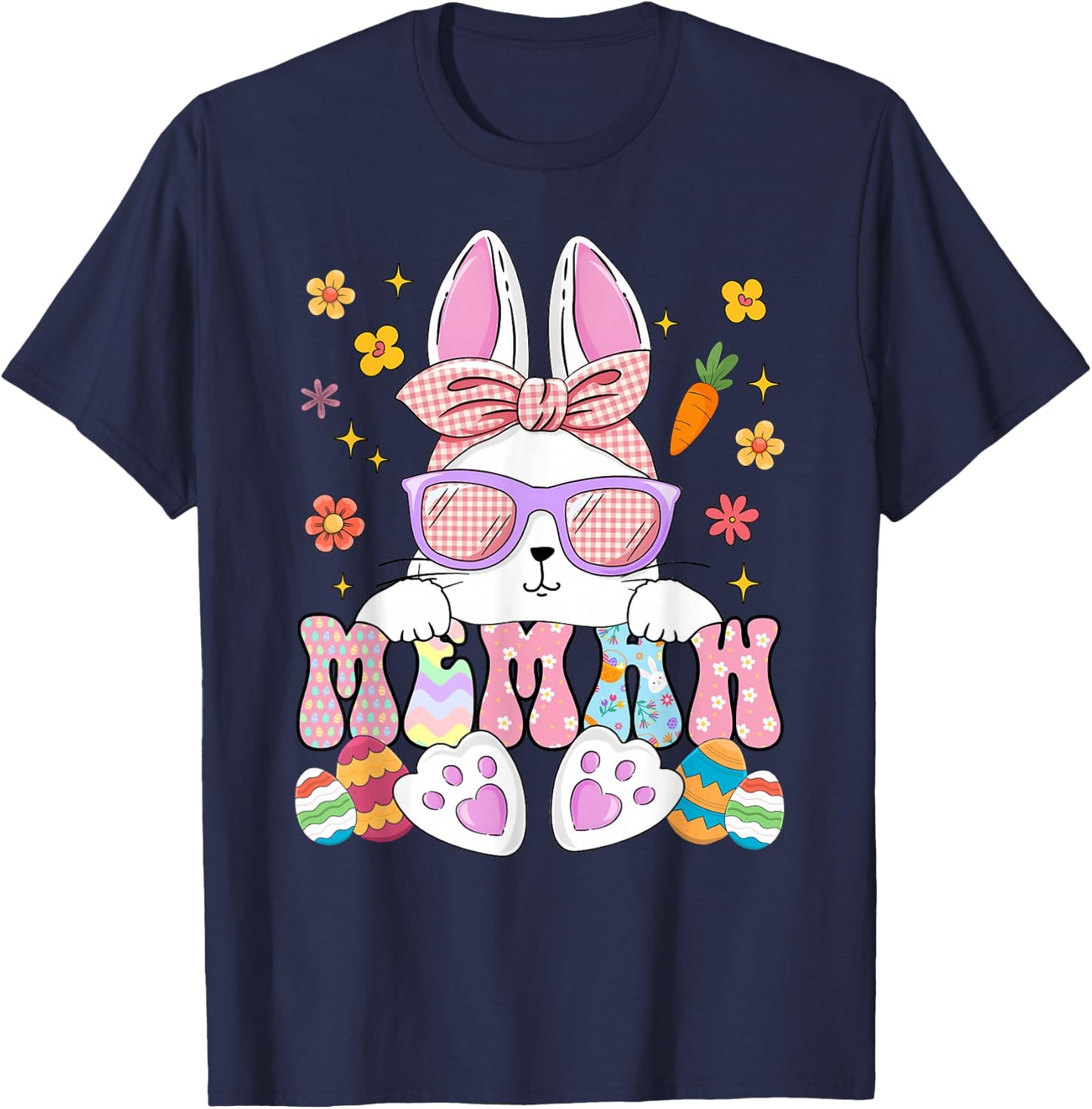 Happy Easter Day Memaw Bunny Matching Family Easter Party T-Shirt - T-Shirt | Navy