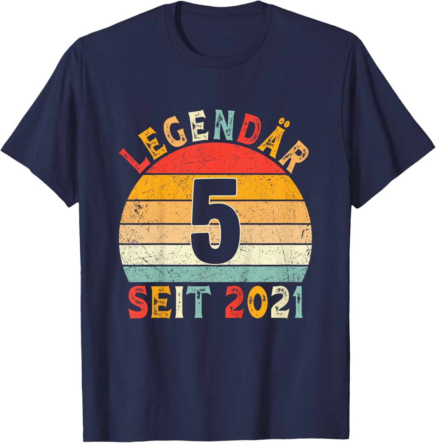 5. Geburtstag Legendär Seit 2021 Vintage Design T-Shirt - T-Shirt | Navy