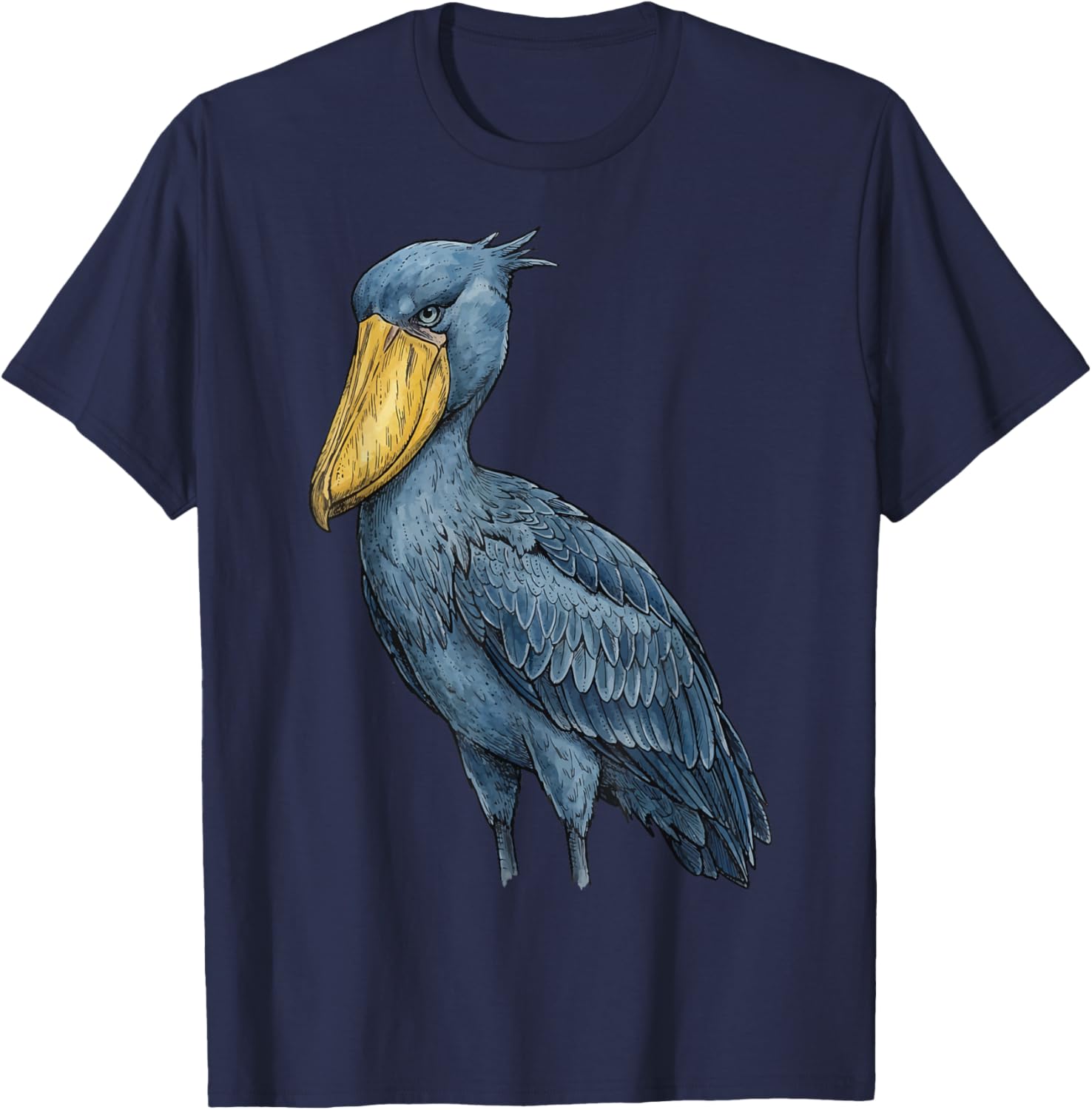 Shoebill Stork Illustration T-Shirt - T-Shirt | Navy