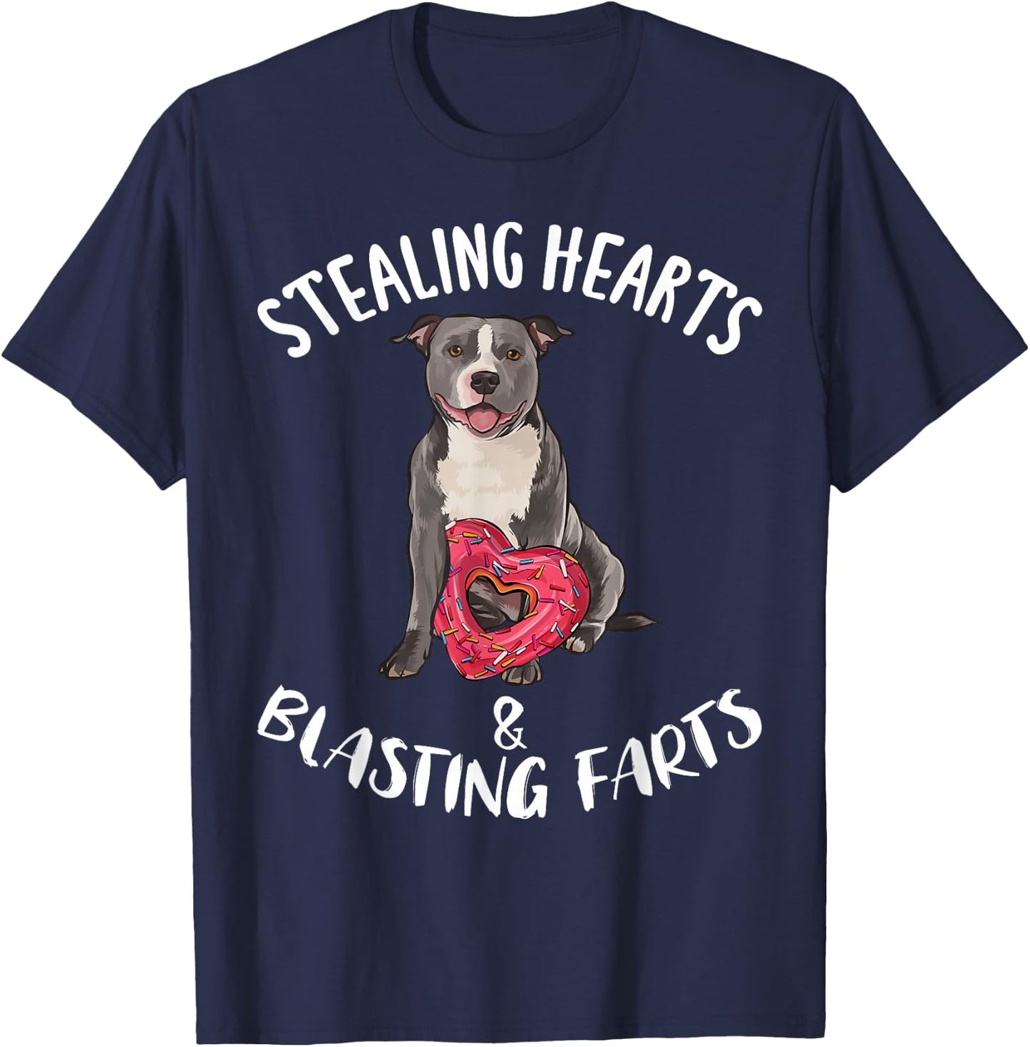 Funny Staffordshire Bull Terrier Steal The Heart T-Shirt - T-Shirt | Navy