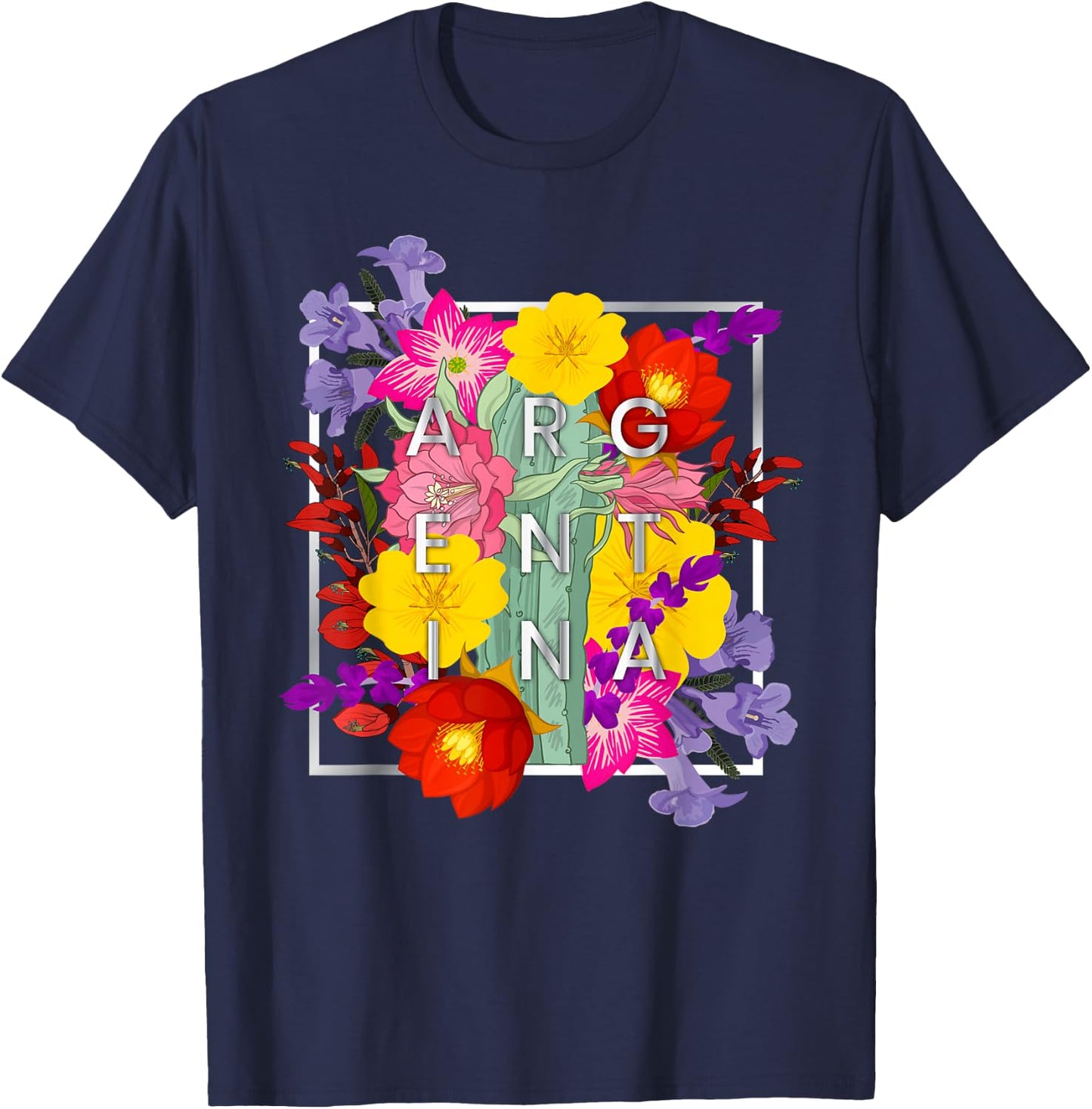 Flowers of Argentine Word Art - Argentine Pride T-Shirt - T-Shirt | Navy