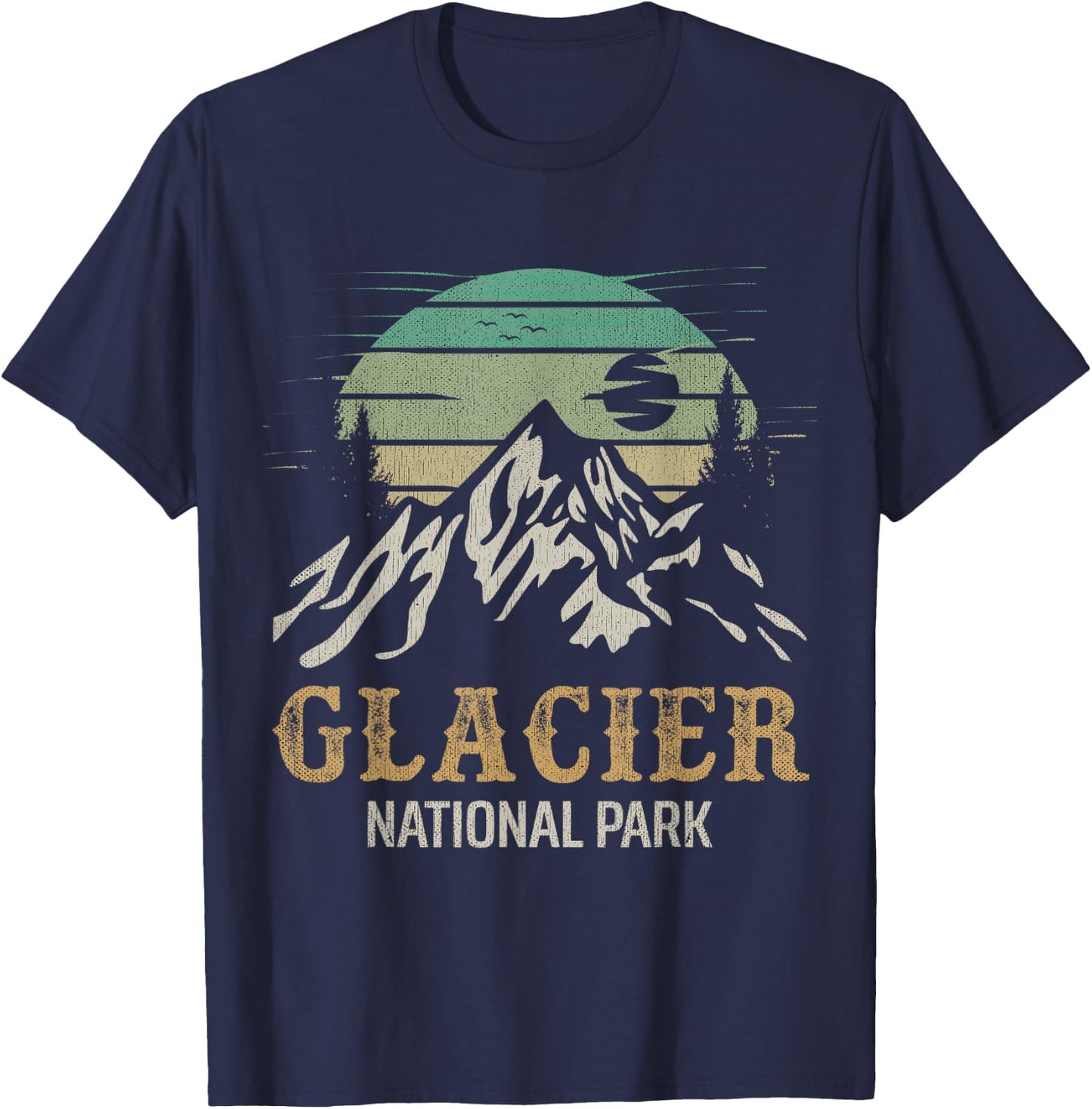 Glacier National Park Merchandise Retro Glacier Souvenirs T-Shirt - T-Shirt | Navy