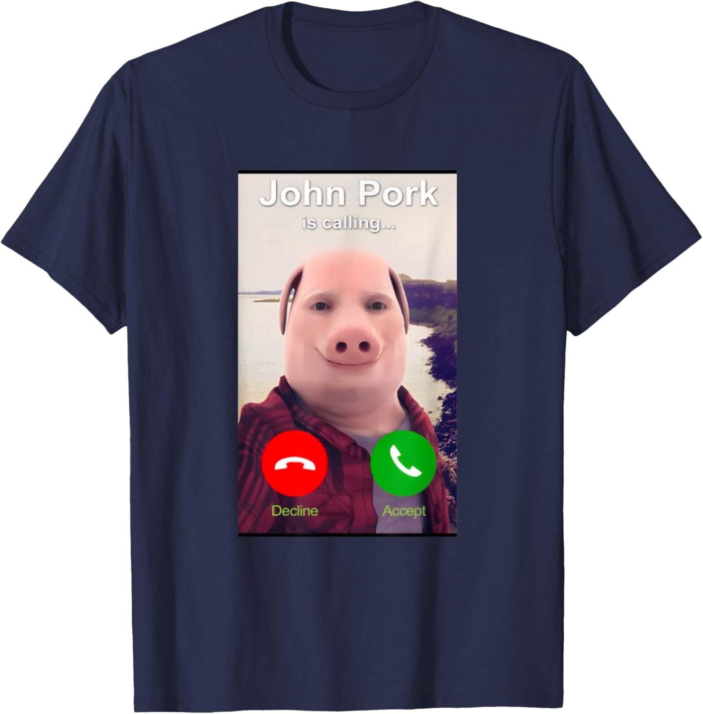 Meme Funny Genz by John Pork , Black, S T-Shirt - T-Shirt | Navy
