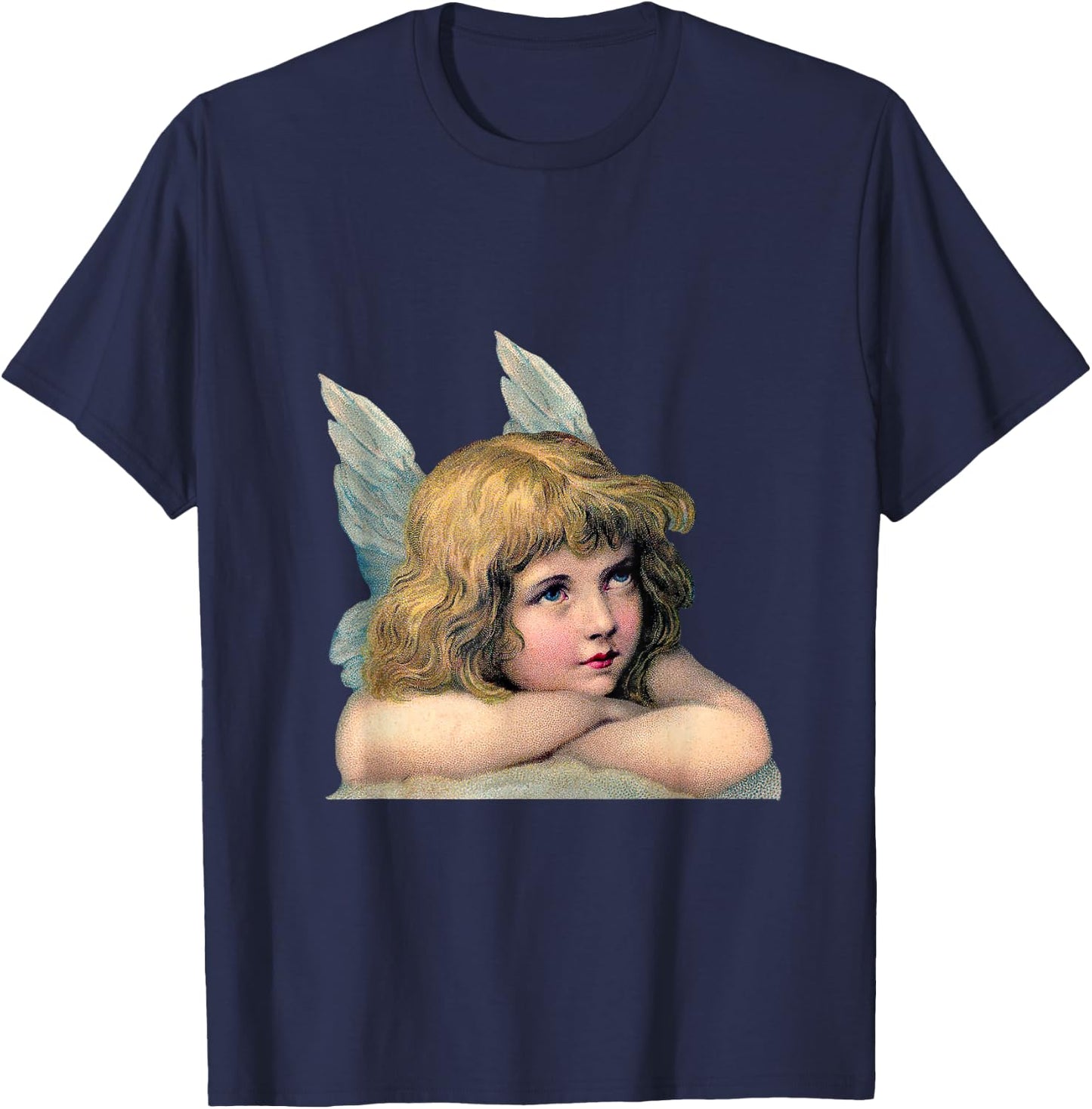 Ange vintage sur nuage céleste protection ange T-Shirt - T-Shirt | Navy