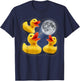 Three Rubber Duck Moon 3 Howling At Moon Funny Weird Cursed T-Shirt - T-Shirt | Navy