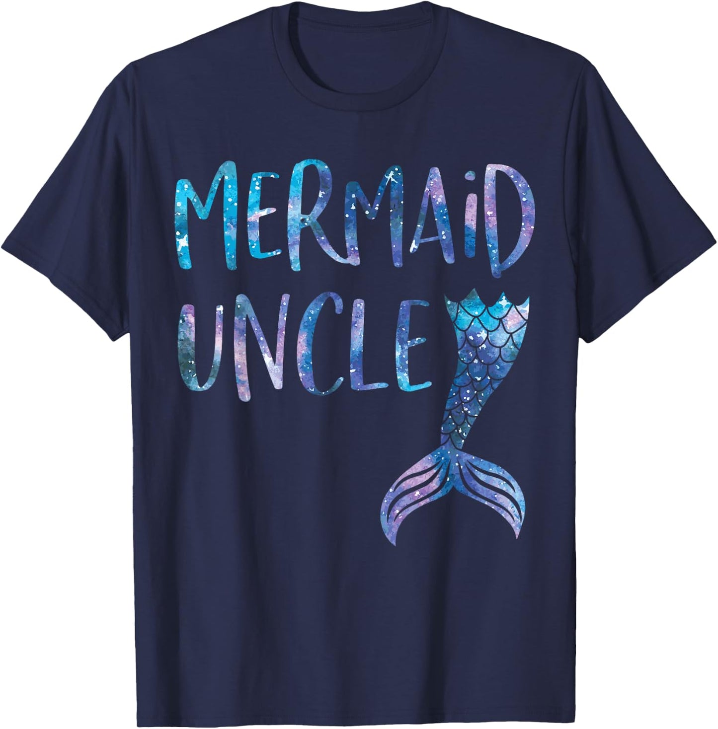 Mermaid Uncle Tail Matching Mermaid Squad Birthday Party T-Shirt - T-Shirt | Navy