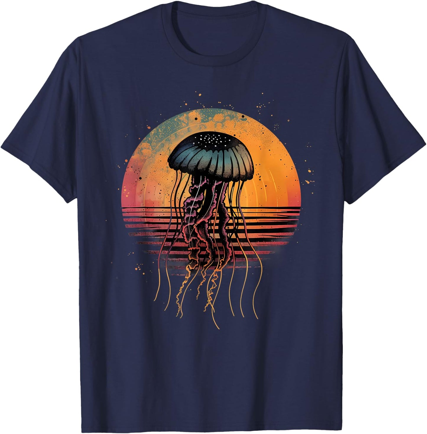 Jellyfish Ocean Sea Jellyfish Sunset Sea Ocean Animal Lover T-Shirt - T-Shirt | Navy
