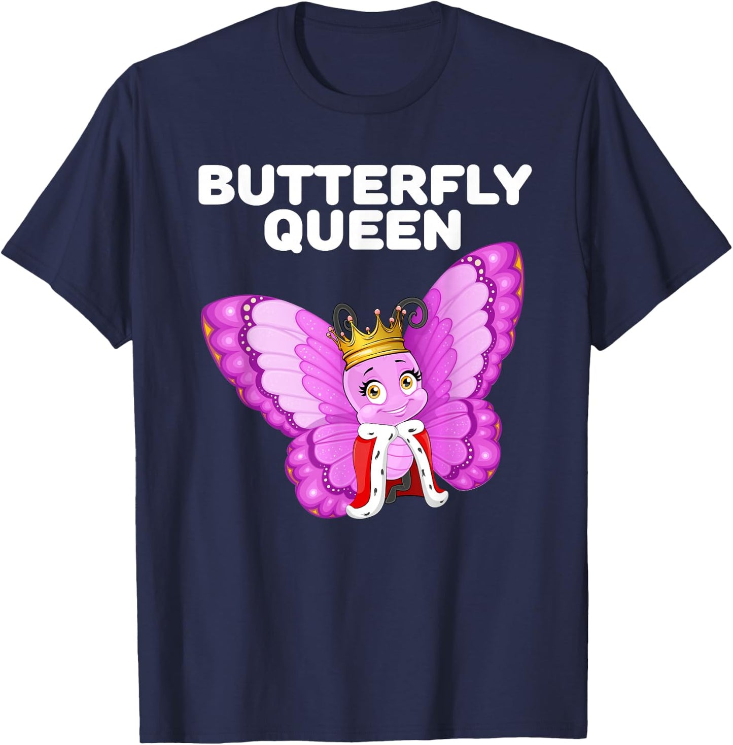Butterfly Queen Girls' Butterfly | Women's Butterfly , black T-Shirt - T-Shirt | Navy