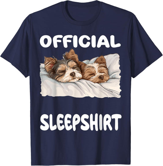 Biewer Terrier Dog Official Sleepshirt Pajamas Nightgown Men Women Girls Kids T-Shirt - T-Shirt | Navy