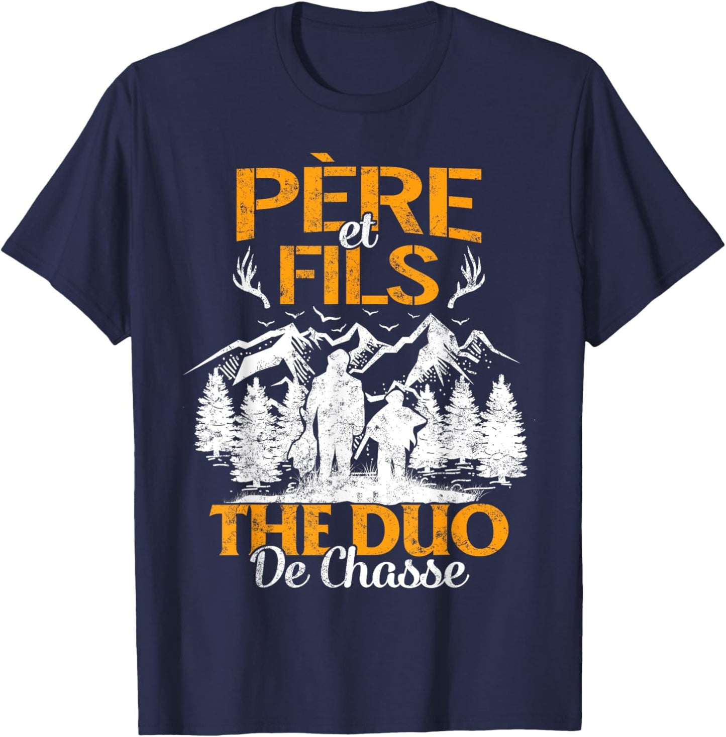 Father & Son The Hunting Duo Fathers Party T-Shirt - T-Shirt | Navy