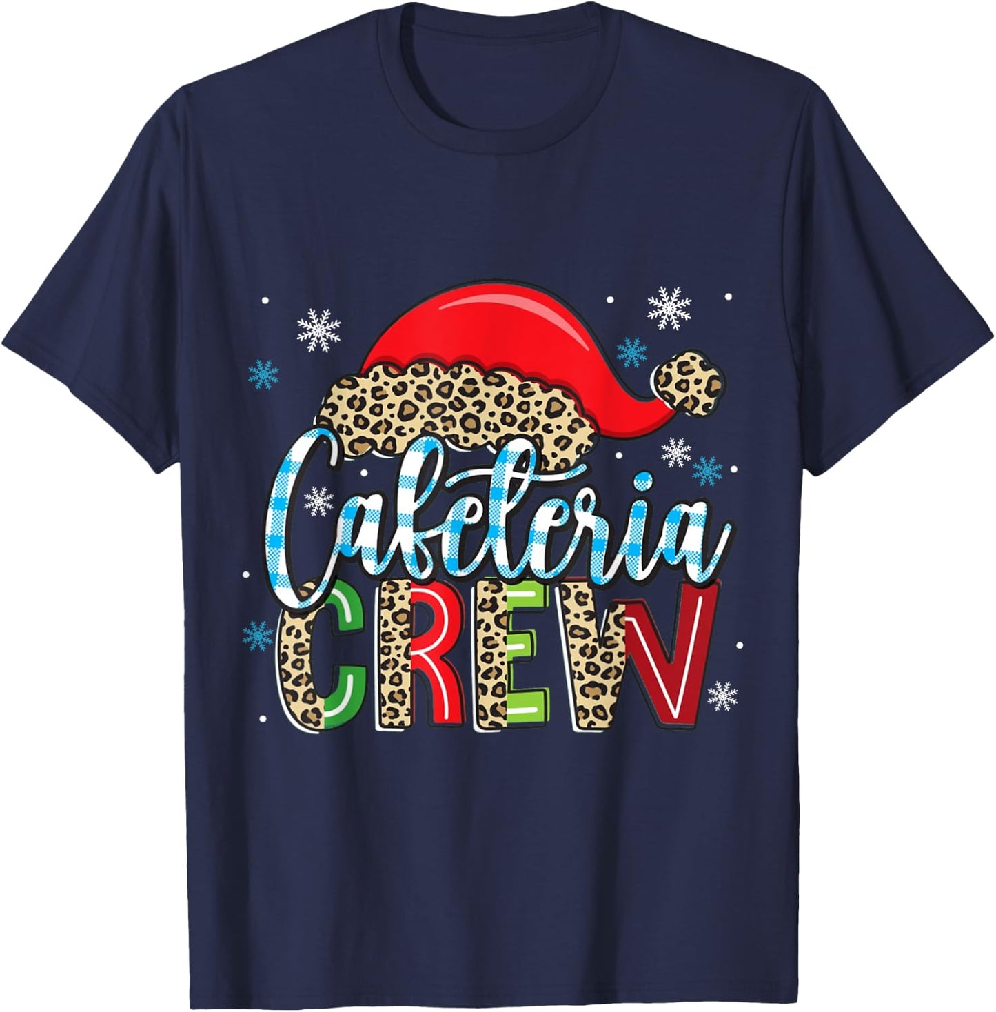Cafeteria Crew Leopard Christmas Lunch Lady Xmas T-Shirt - T-Shirt | Navy