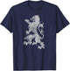 Medieval Graphic Vintage Heraldic Rampant Lion T-Shirt - T-Shirt | Navy