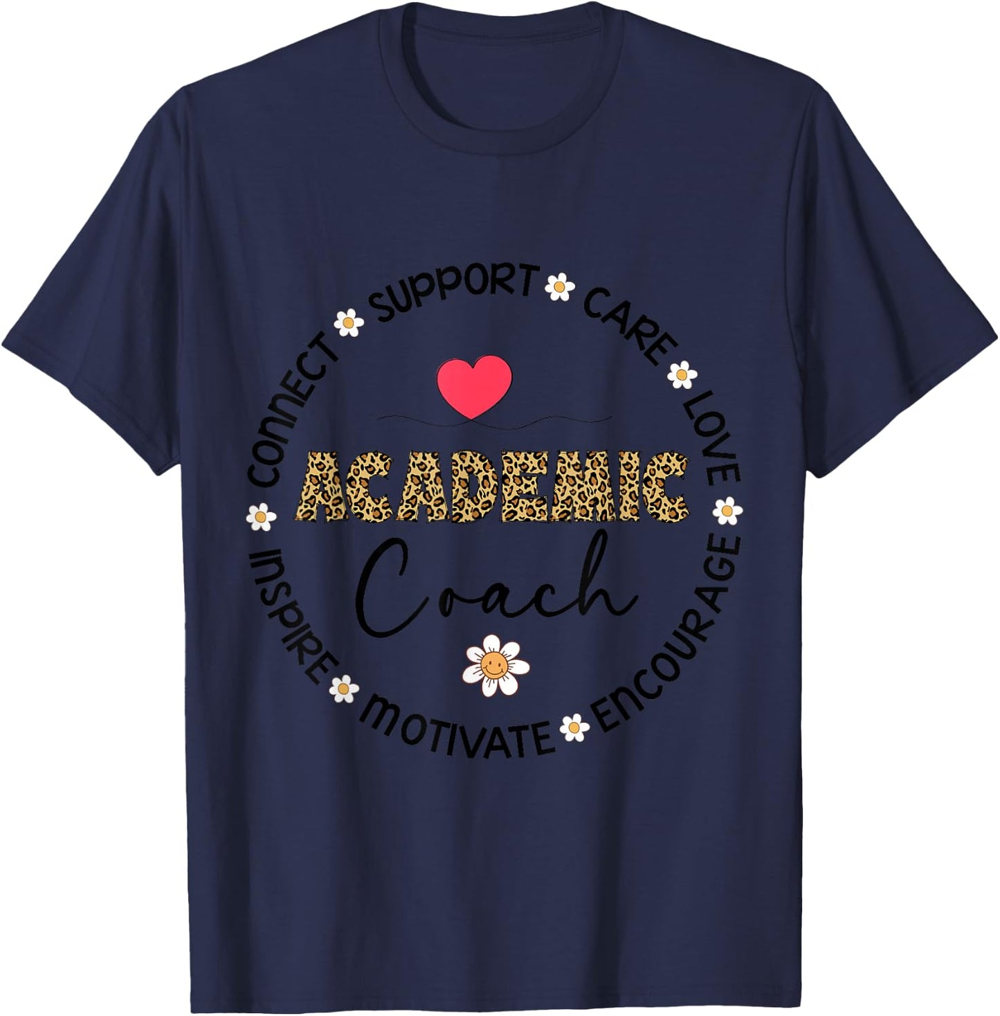 Leopard Academic Coach Appreciation Week back to school T-Shirt - T-Shirt | Navy