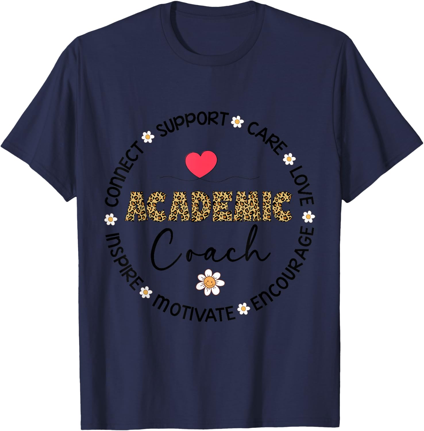 Leopard Academic Coach Appreciation Week back to school T-Shirt - T-Shirt | Navy