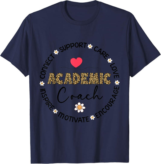 Leopard Academic Coach Appreciation Week back to school T-Shirt - T-Shirt | Navy