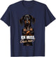 with German Text "Ich muss gar nix" (Dackel Teckel), black T-Shirt - T-Shirt | Navy