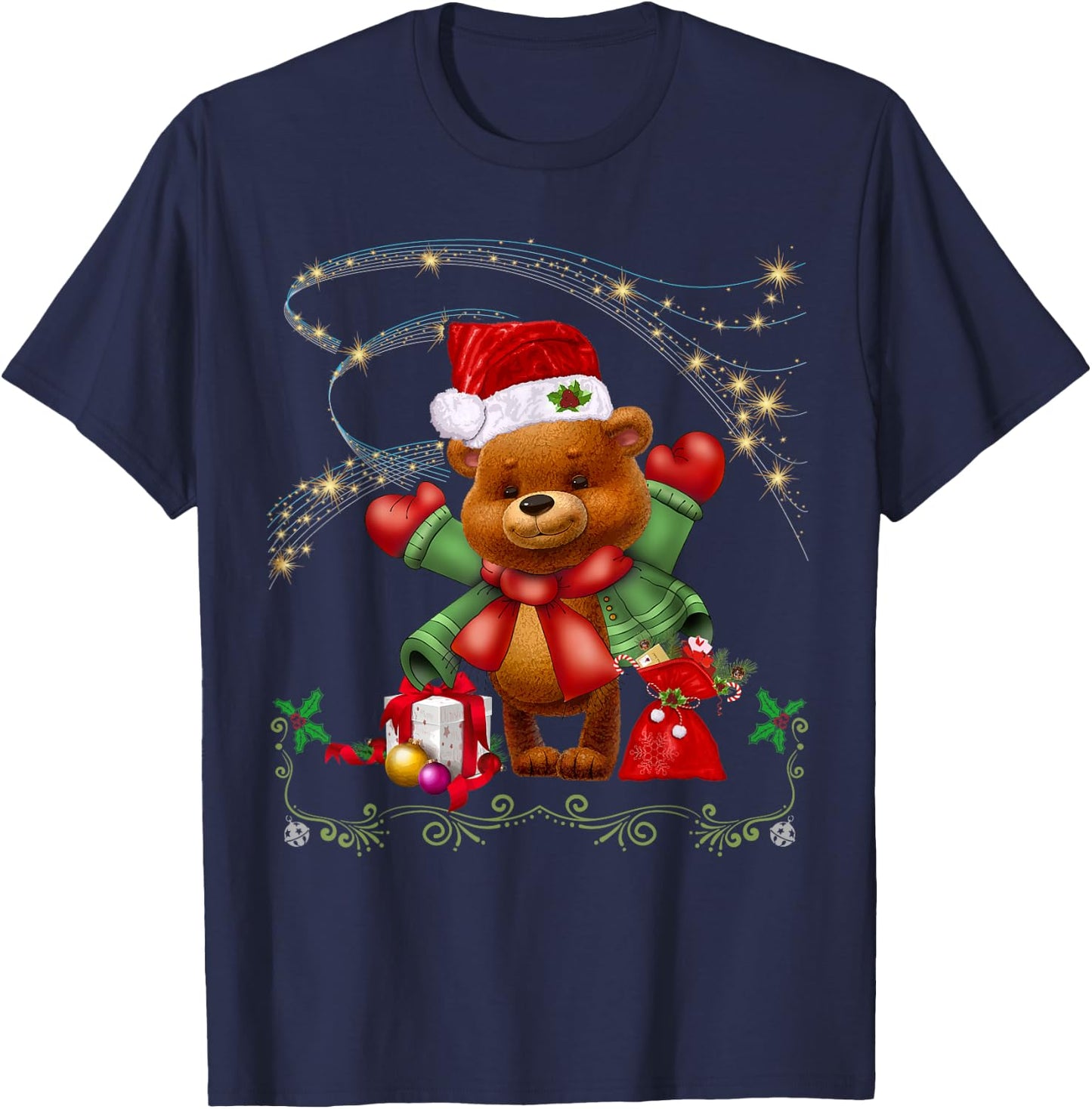 Christmas Teddy Bear Holiday Girls, Boys, Men and Women T-Shirt - T-Shirt | Navy