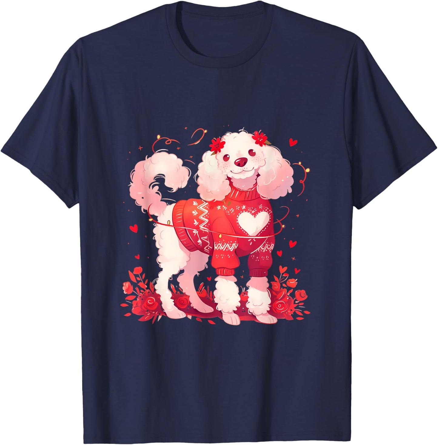 Valentine's Day Poodle Lover Shirt My dog is My Valentine Men Women Kids T-Shirt - T-Shirt | Navy