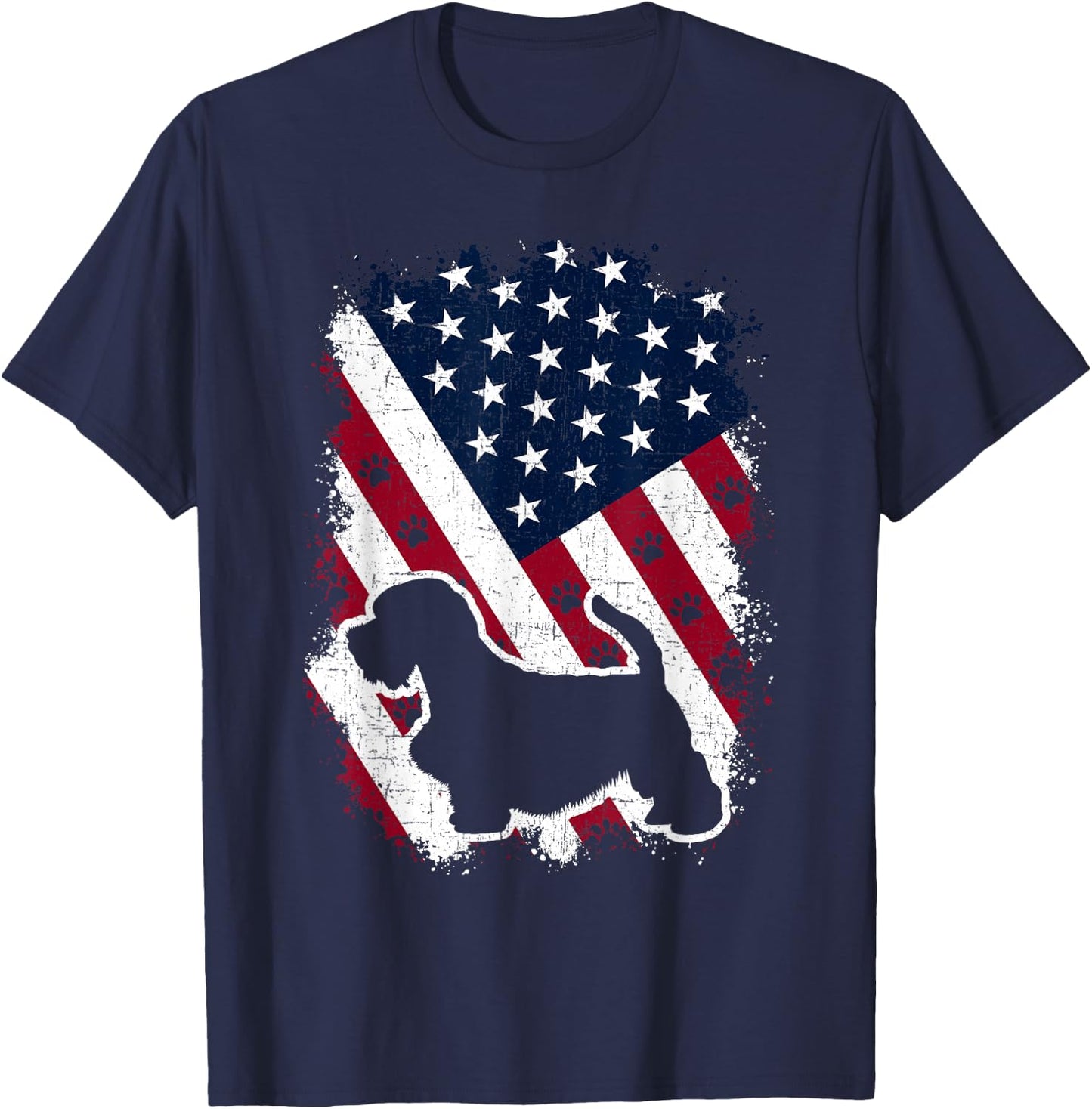 American US Flag Sealyham Terrier Dog Lover 4th of July T-Shirt - T-Shirt | Navy