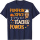 Retro Pumpkin Spice Gives Me Teacher Powers Thanksgiving T-Shirt - T-Shirt | Navy
