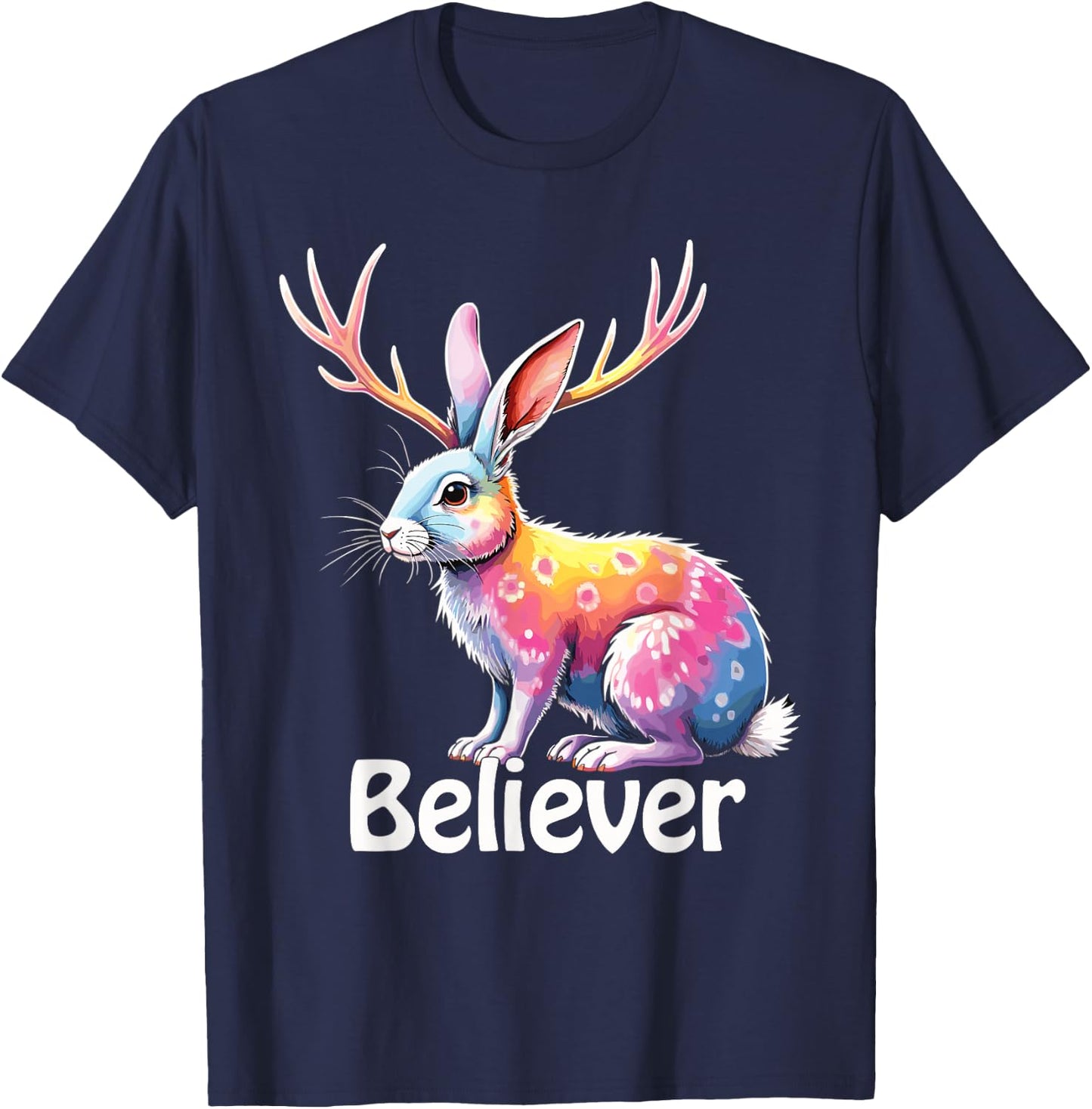 Jackalope Funny Cryptid Mythical Rabbit T-Shirt - T-Shirt | Navy