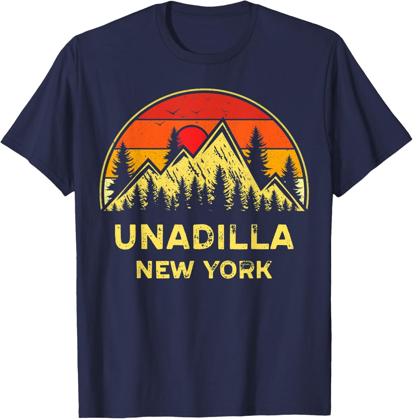 Vintage Unadilla New York NY Mountains Hiking Hike Souvenir T-Shirt - T-Shirt | Navy