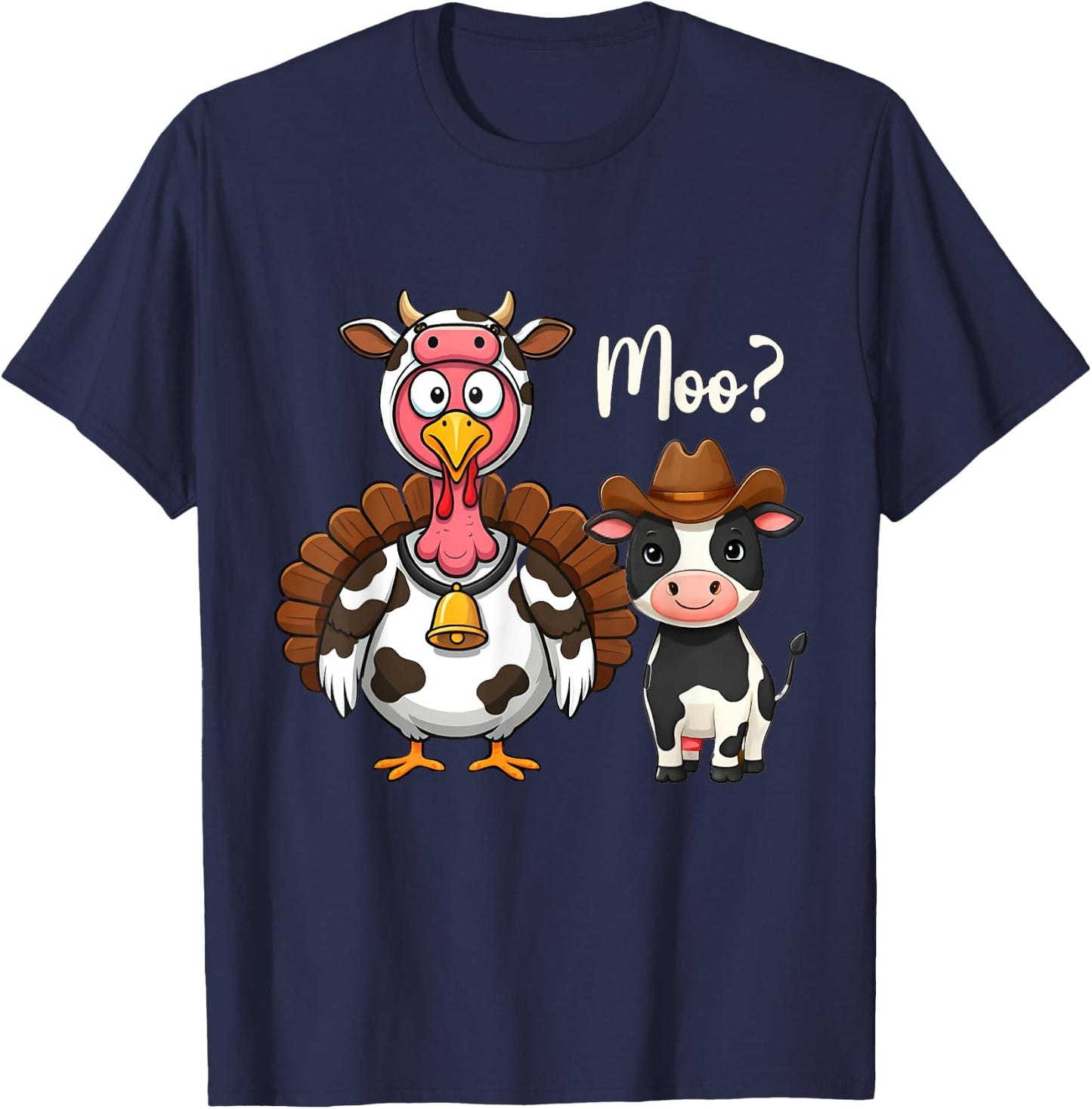 Turkey Moo Cow Funny Thanksgiving Cute Cow Costume T-Shirt - T-Shirt | Navy