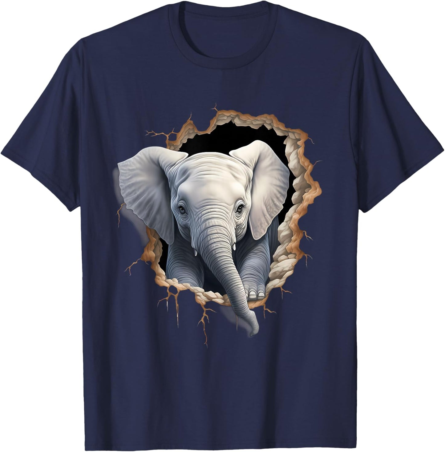 Elefanten-Wandmotiv Kunstwerk Tierwelt afrikanische Tierliebhaber T-Shirt - T-Shirt | Navy