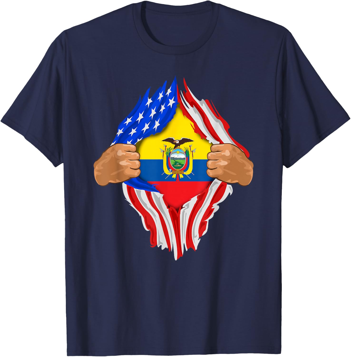 Ecuadorian Blood Inside Me | Ecuador Flag Gift T-Shirt - T-Shirt | Navy