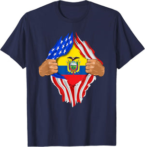 Ecuadorian Blood Inside Me | Ecuador Flag Gift T-Shirt - T-Shirt | Navy