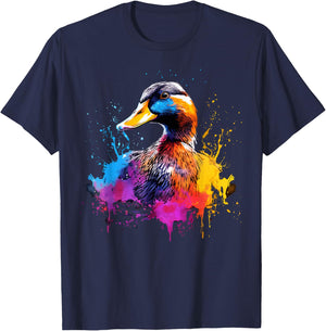 Cool Duck on colorful painted Duck T-Shirt - T-Shirt | Navy