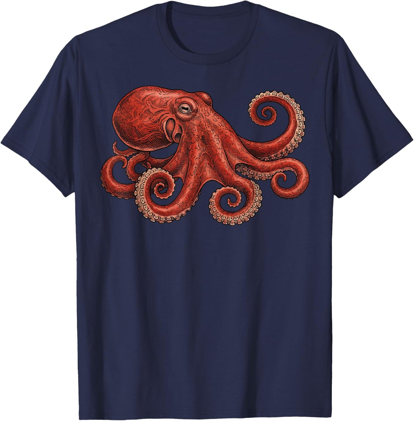 Red Octopus T-Shirt - T-Shirt | Navy