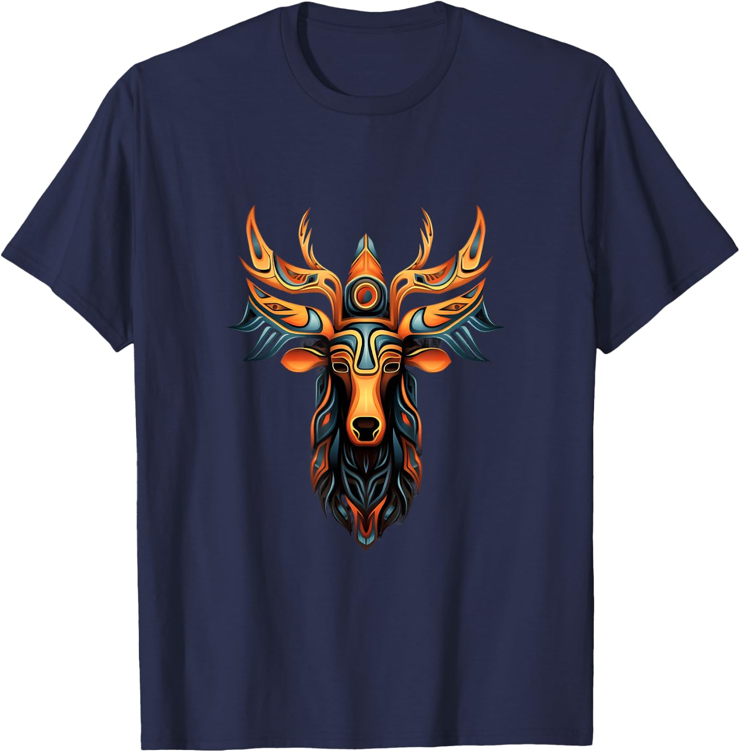 Moose Haida Totem Art Indian Indigenous Tribal T-Shirt - T-Shirt | Navy