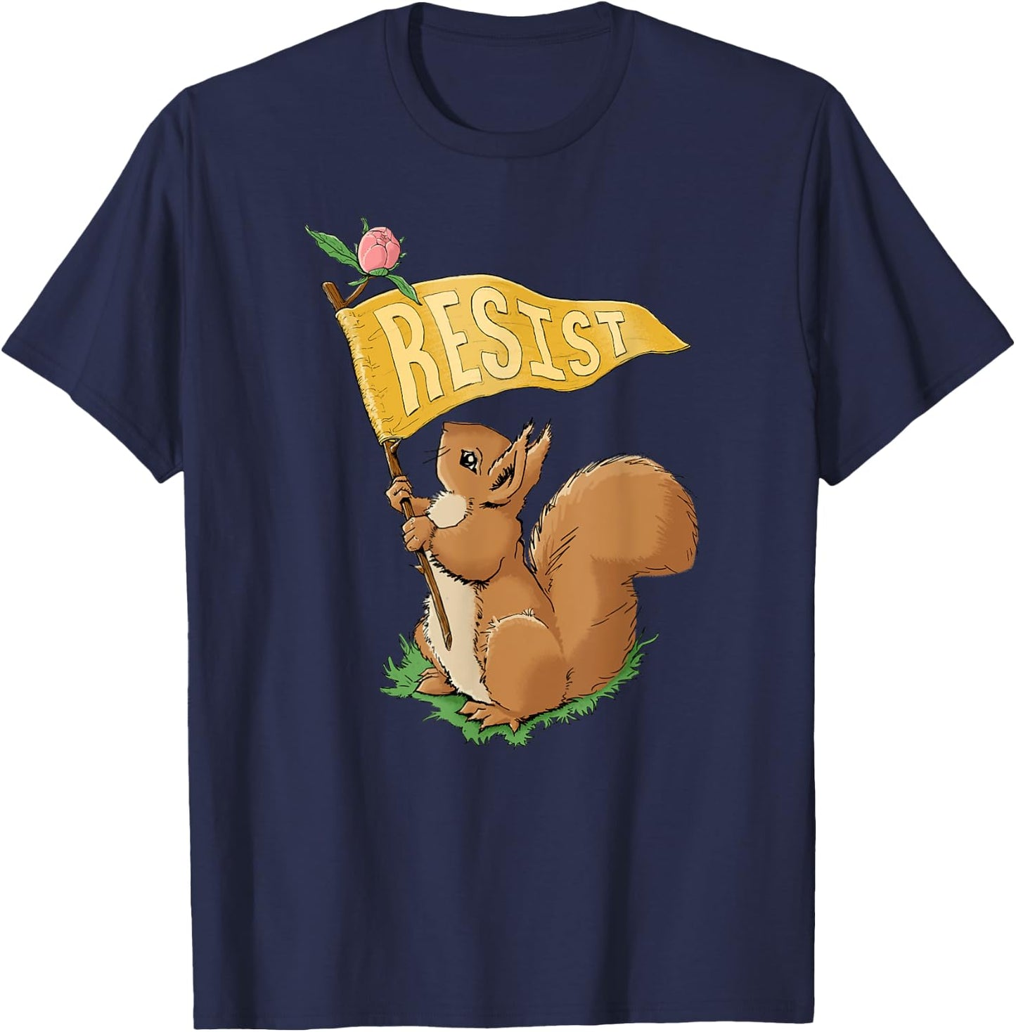 Cute Resist Squirrel / Anti-Trump T-Shirt - T-Shirt | Navy