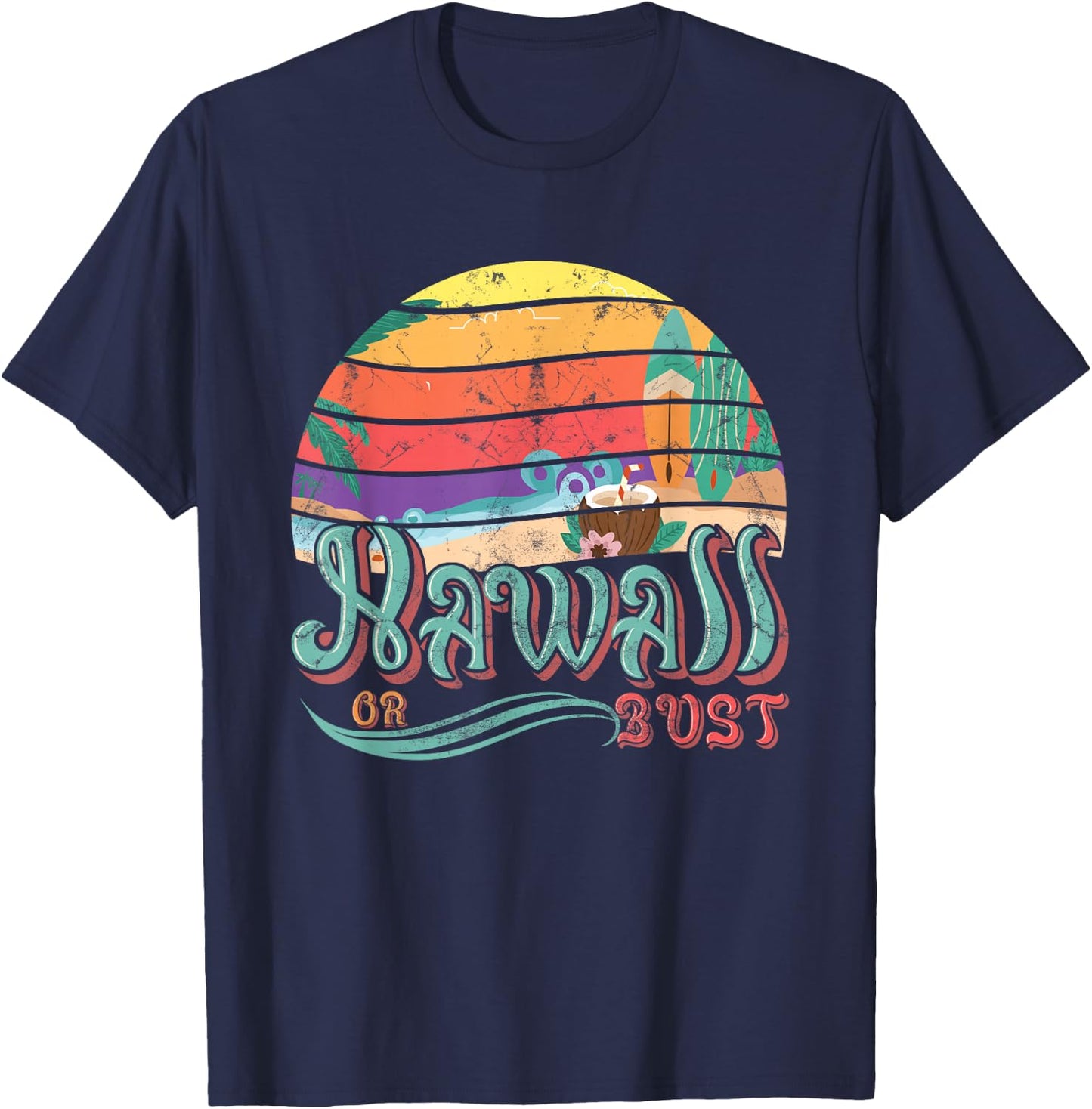 Hawaii Hawaiian Or Bust Family Summer Vacation T-Shirt - T-Shirt | Navy