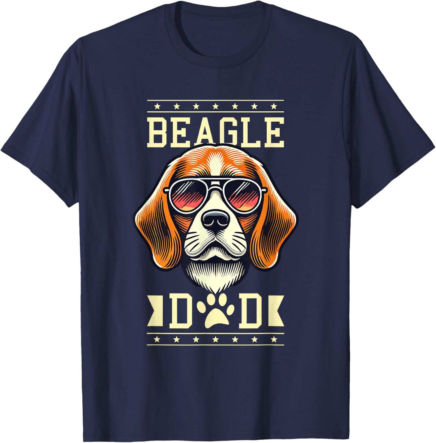 Beagle Dad Beagles , Black, S T-Shirt - T-Shirt | Navy