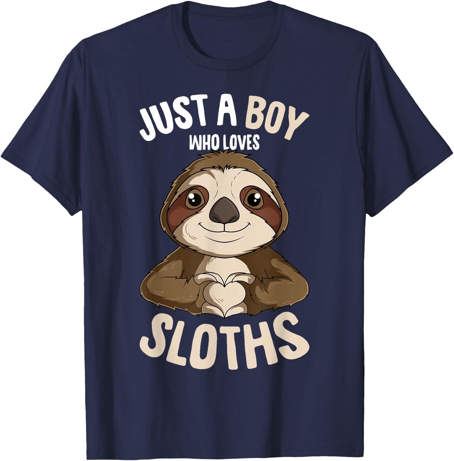 Just A Boy Who Loves Sloths Boys Kids T-Shirt - T-Shirt | Navy