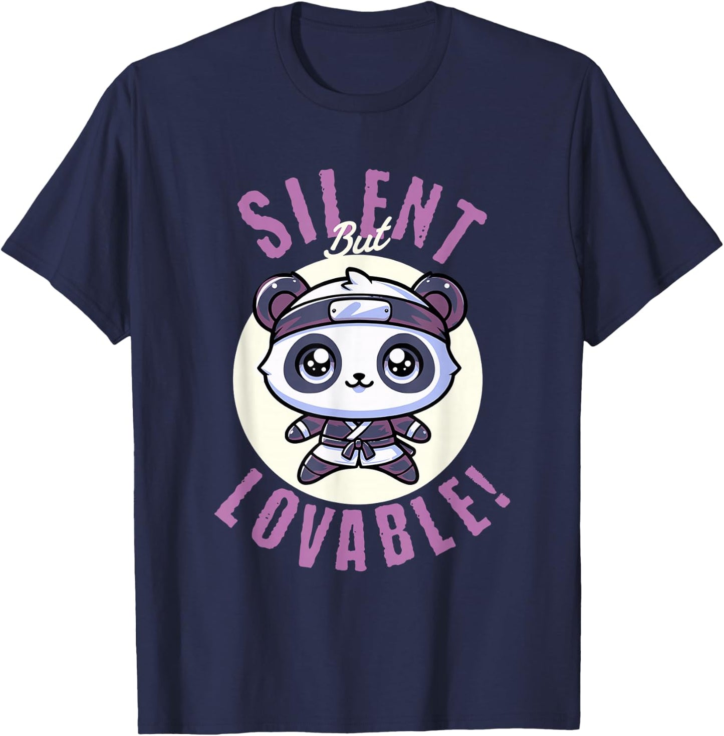 Cute Panda Bear Ninja Silent But Lovable Kids Shirt T-Shirt - T-Shirt | Navy