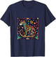 Jaguar Head Huichol Art Mexico Aztec Mayas T-Shirt - T-Shirt | Navy