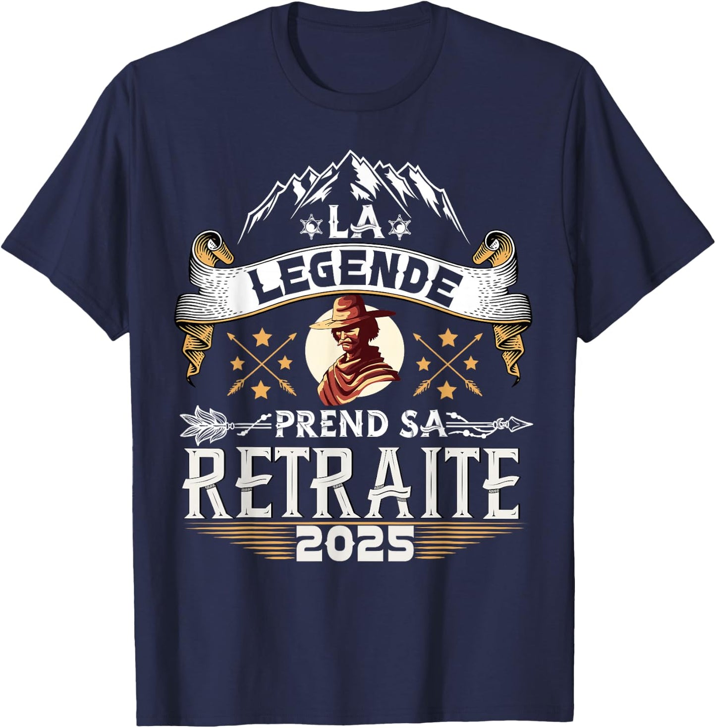 La Légende Retires 2025 Man Humor Original , Black, S T-Shirt - T-Shirt | Navy