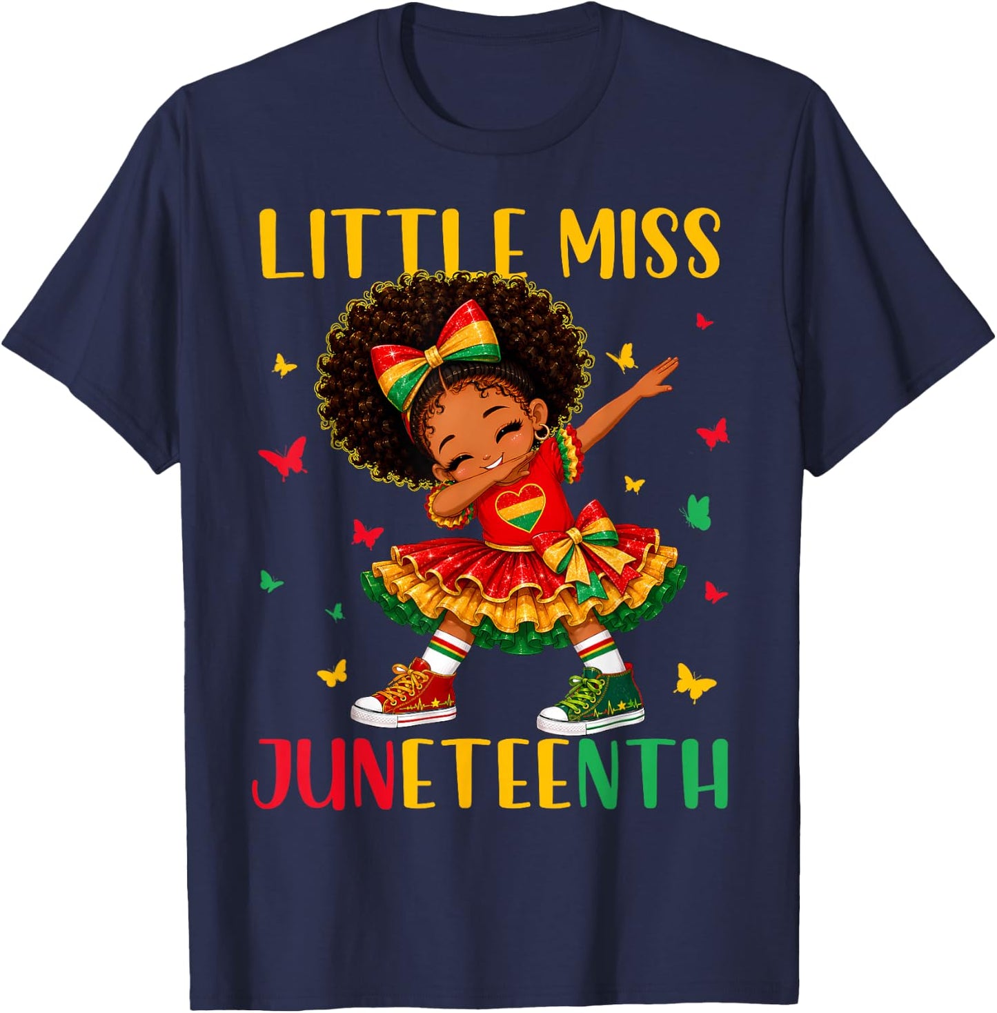 Cute Little Miss Juneteenth Black African Girl Kids Toddlers T-Shirt - T-Shirt | Navy