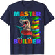 Master Builder Dinosaur Blocks T-Rex Kids Adults T-Shirt - T-Shirt | Navy