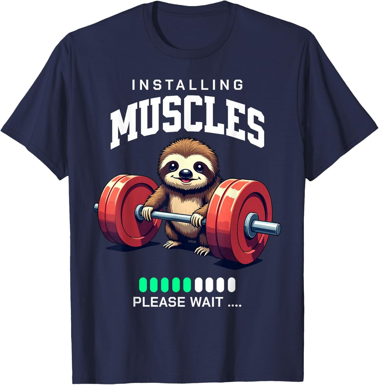Funny Sloth Workout Gym Fitness Weightlifting , black T-Shirt - T-Shirt | Navy