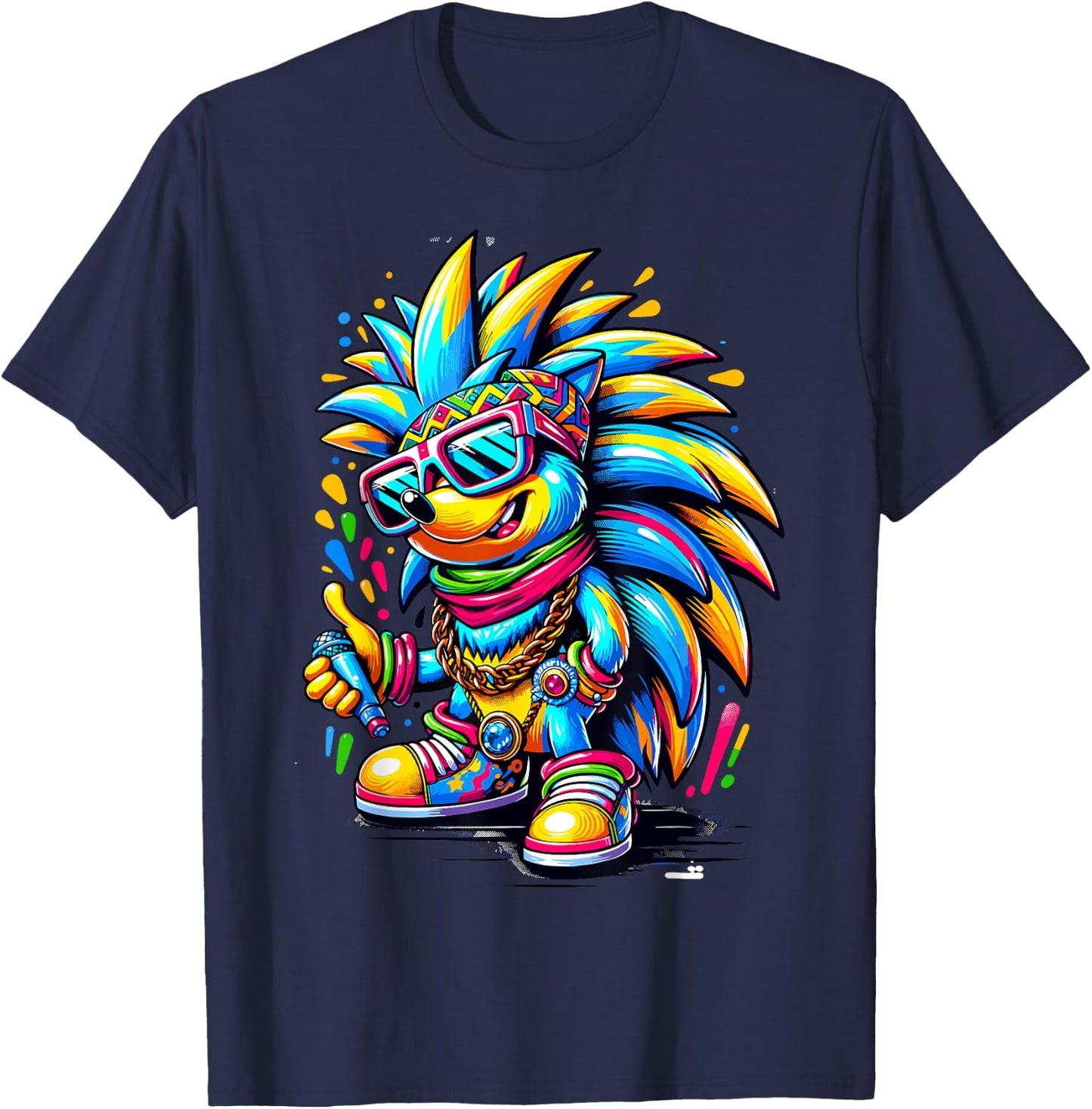 Urban Graffiti Hedgehog Lover Shirt Street Art Hedgehog T-Shirt - T-Shirt | Navy