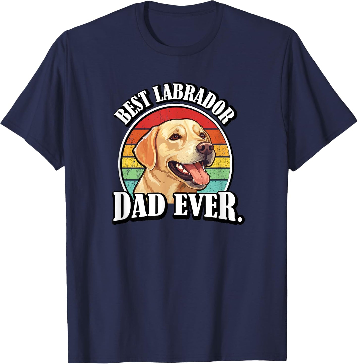Boys Funny Retro Vintage Best Dad Yellow Lab Lover T-Shirt - T-Shirt | Navy